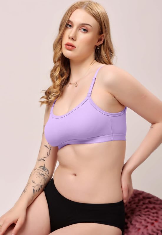 Image of London Hills Women's Cotton Sports Bra for Women Solid Bra Wireless & Non Padded Full Coverage Soft Hold Straps Super Combed Cotton Elastane Stretch Full Coverage Slip-On Active Bra