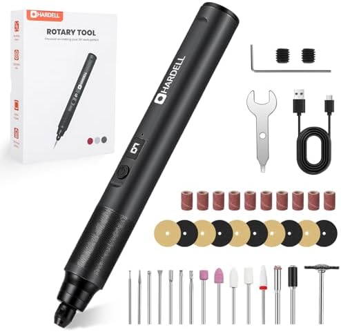 HARDELL Mini Cordless Rotary Tool Kit with 35 Accessories, Brushless Motor, 38000 RPM, 6-Speed Digital Display, for Polishing, Sanding, Engraving, Drilling, 3D Printer, DIY Crafts