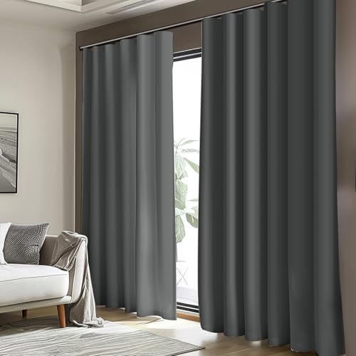 Image of Room Divider Blackout Curtain Track Curtains Wall Dividers Panels Screen for Living Rooms Bedroom Office Privacy Partition Separation, W180 x L84 Inch,1 Panel, Grey