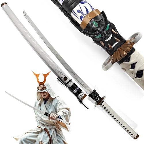 Valorant Katana mit Scheide Schwert aus Stahl Perfekt für Sammler Cosplay und Dekoration für Fans und Liebhaber japanischer Schwerter (Onimaru Kunitsuna Katana weiß)