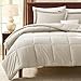CozyLux Full Size Comforter Sets - Beige Comforter Full Size, 3 Pieces Box Stitched Bed Set for All Seasons, Soft Lightweight Bedding Sets with 1 Down Alternative Comforter and 2 Pillow Shams