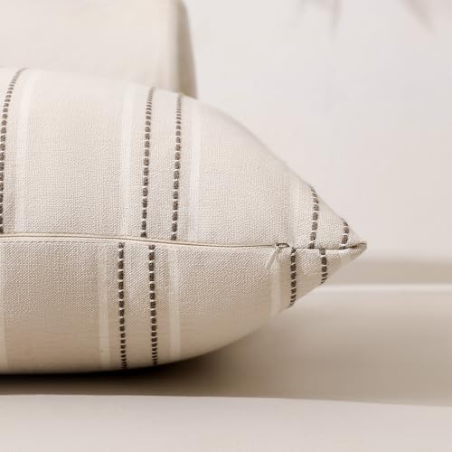 Image of Hckot Throw Pillow Covers 16x16 Set of 2 Charcoal Pillow Covers Farmhouse Decorative Pillows Textured Linen Square Cushion Covers for Sofa Couch Bed Living Room Decor(Charcoal)