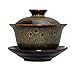 Porzellan Tasse günstig Kaufen-Liang baobao Porzellan Gaiwan Teetasse, 158 ml, farbig glasierte Tassen, Terrine, chinesische Teetasse, Sancai-Abdeckung, Schüssel, Lippen-Untertasse, Set (braun)