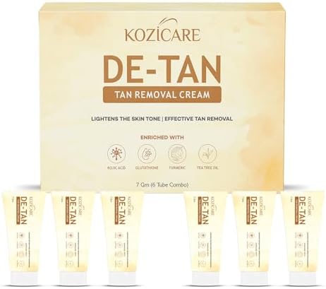 Kozicare Kojic Acid Cream | Tan Removal | Whitening | Detan | Face for Women & Men | Glutathione | Day for Women Daily Use - 6 Tube Pack ( 7 Gm Each)