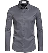 DELCARINO Men's Dress Shirts Stain Shield Stretch Slim Fit Shirts Wrinkle-Free Formal Business Bu...