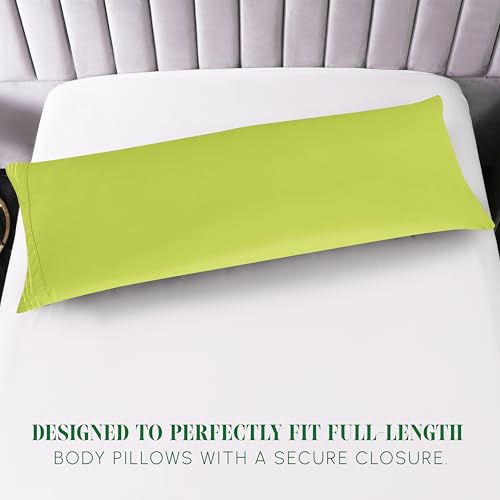 Image of Elegant Comfort Luxury Ultra-Soft 1-Piece Body Pillowcase - 1500 Premium Hotel Quality Microfiber Double Brushed - Wrinkle Resistant, Body Pillowcase Size, Lime