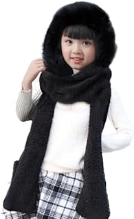 طقم قبعة/وشاح/قفازات دافئة للاطفال، قبعة شتوية مخملية ناعمة وسميكة للبنات والاولاد من سن 4 الى 10 سنوات