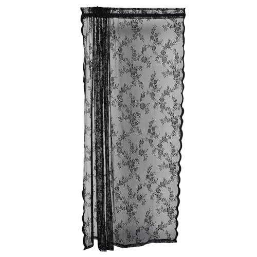 Cortinas de encaje negro bohemio paneles para puerta 2