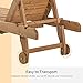 Outsunny Chaise Lounge Chair Outdoor Wooden Pool Lounge Chair with 3-Level Adjustable Backrest, Built-in Table and Rolling Wheels, Sun Tanning Chair for Beach Poolside Sunbathing, Brown Red
