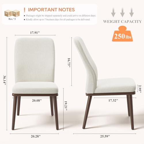 Image of Stylish Dining Chairs Set of 4, Upholstered Parsons Dining Room Chair with Nailhead Trim, Kitchen Room Chair with Thick Cushions and Wood Legs, Modern Contemporary, Beige