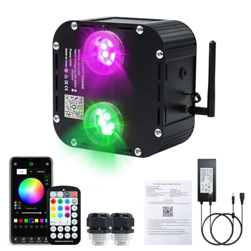 Image of AKEPO 50W Dual-Head Dual-Color Twinkle Fiber Optic Light Engine, Twinkle+Same or Different Color+Bluetooth APP Control+Music Activated+28-Key Remote for Home Fiber Optic Star Ceiling Kit