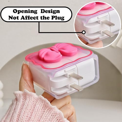 Image of FACTOTECH Case for MacBook & iPad Charger, 29w 30w 35w Charger Case, Travel Cord Organizer, Accessories (for Apple 29w 30w 35w Adapter)-Magenta Bow