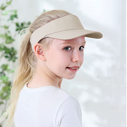 Zando Kids Sun Visor Hat Adjustable Cotton Girls Baseball Hat Boys Athletic Sports Tennis Hat Outdoor Golf Visor Cap Beach Hat For Girls Youth Sun Hats For Kids Baseball Cap Beige 6-12 Years #TOP3