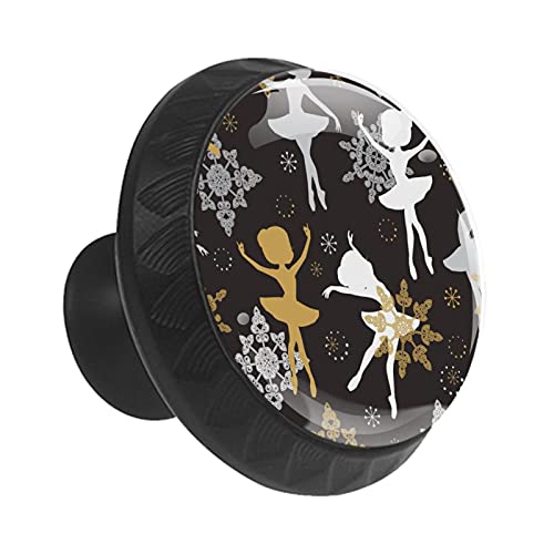 Boutons de tiroir ronds ballerines et flocons 35mm pour commode de crèche x12
