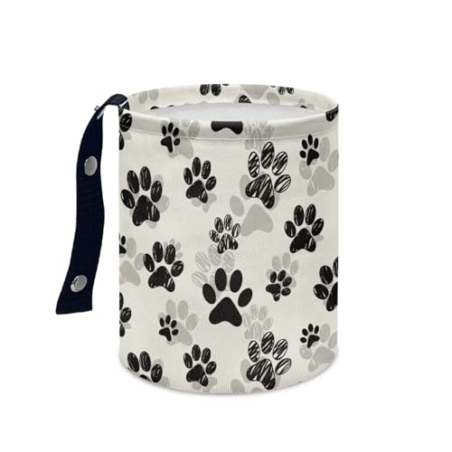 Image of Pensura Cute Dog Paws Car Garbage Bag Collapsible Multipurpose Small Car Trash Can Reusable Car Organization Bag with Strap for Car Accessories, Vehicle, Travelling, Camping