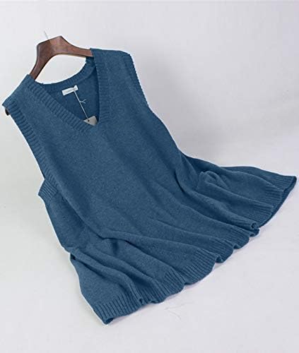 YESNO Sweater Vest Women Loose Swing Cotton Cute Oversized Knit Pullover Sleeveless Sweater Tops with Drop Pockets WM9 - Image 4