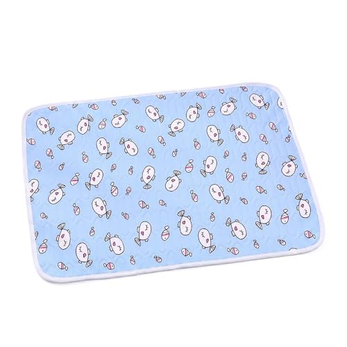 Generisch Kühlmatte Hund und Katzen Kühldecke Selbstkühlende mit rutschfeste Punkten aus Latex-Füllung Waschbar Haustier Reisematte Geeignet für Auto Zuhause Unterwegs (Blauer Fisch 40x30cm)