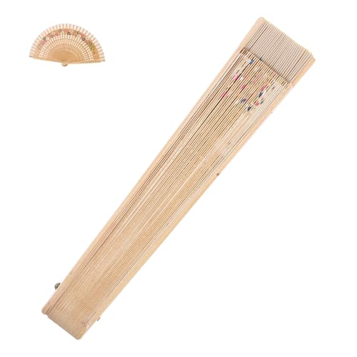 SAFIGLE Abanico Plegable Español de Madera Pequeño Diseño Floral Doble Cara Azul, Ventilador Vintage para Bodas, Fiestas y Decoración, Abanicos de Mano Elegantes y Portátiles