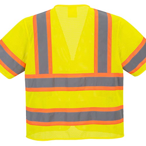 Image of Portwest US383 Augusta Hi-Vis Contrast Mesh Executive Vest Short Sleeve | Yellow, 4X Large, ANSI /ISEA 107 Type R Class 3, Regular Fit, 100% Polyester, Internal Pockets, Machine Washable, Safe Storage