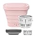 SJASD Lavatrice Pieghevole Portatile con Centrifuga, Mini Spin Turbine Lavabiancheria Impilata per I Viaggi Camping College Dorms Rondella con Adattatore di Alimentazione,Rosa