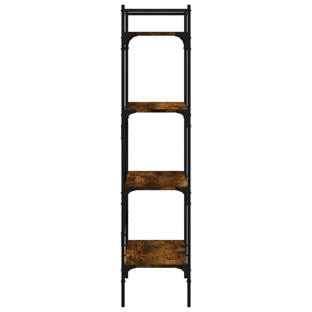 Libreria a 4 scomparti, in legno di rovere affumicato, 56 x 31,5 x 138,5 cm, per soggiorno, studio, cameretta dei bambini, divisorio