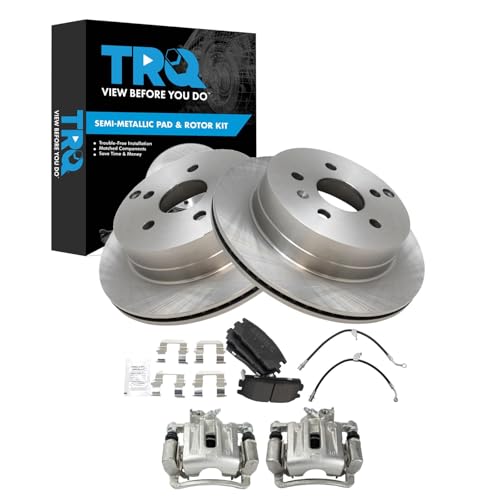 Image of TRQ Rear Brake Pad & Rotor Kit Semi-Metallic Compatible with 2017 Chevrolet Equinox GMC Terrain