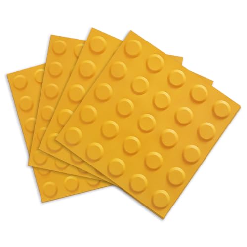 4pcs Blind Tile Brick Sidewalk Board Floor Tactile Paving Tile Pavement Square PVC Pavement Planks, Turn Alert for The Blind Road(Yellow Dot)