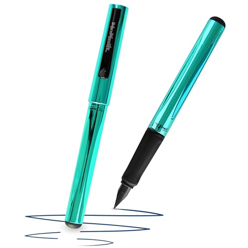 McNeill - Ghost Pen radierbarer Füllhalter für Schule & Alltag | Für Rechts- & Linkshänder | Thermisch radierbare Tinte ergonomisch nachfüllbar (metallic türkis)