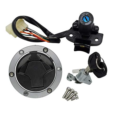 Compatible with Kawasaki Ninja 250R EX250J 300 EX300 2008-2015 Motorcycle Ignition Switch Kit Assembly Fuel Gas Cap Tank Cover With 2 Keys Cover