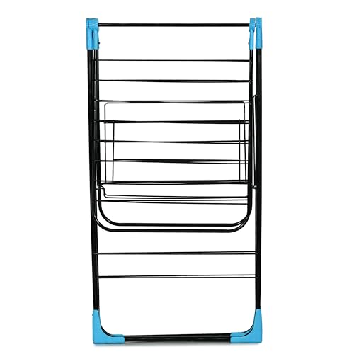 Image of FLIPZON AeroDry Pro Foldable Clothes Drying Stand | Heavy Duty Laundry Drying Rack with Expandable Wings | Rust Resistant | Space Saving Indoor & Outdoor | Black & Blue