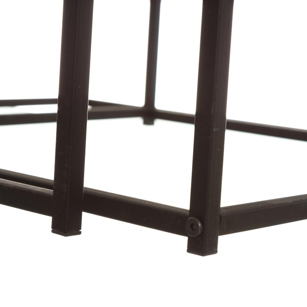 LOLAhome - Set 2 mesas de Centro Nido de 50x50 cm y 45x45 cm con diseño Moderno en Madera Natural y Estructura metálica Negra, Ideal como Auxiliar versátil para salón, Comedor u Oficina