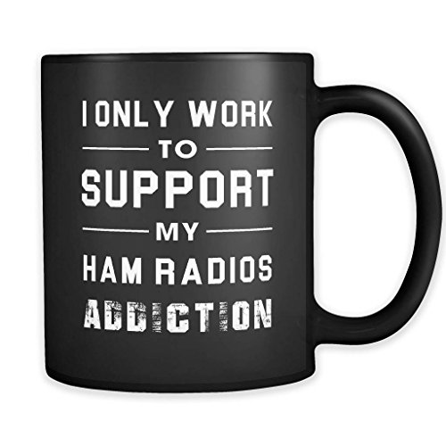 Taza de cerámica negra de 11 oz con mensaje para amantes de radioafición miniatura 1