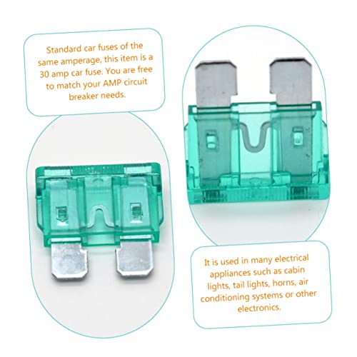 MAGICLULU - Fusibles automotrices tipo cuchilla, 100 unidades, 30 A, para autos, camiones, RV y SUV, con carcasa verde de ABS y aleación de zinc, estándar para vehículos recreativos y marinos miniatura 4