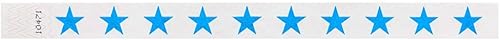 Miniatura 3 de 500 pulseras Tyvek de estrellas azules de Wristco para eventos, cómodas pulseras de papel resistentes a desgarros, pulseras de identificación