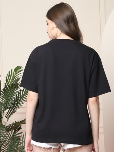 Image of Style Go Pure Cotton Oversized Baggy Fit Drop Shoulder Aesthetic & Cool Graphic Printed Half Sleeve Tshirt for Women || Trendy Tees || Casual Loose Korean T-Shirt (Pack 2)