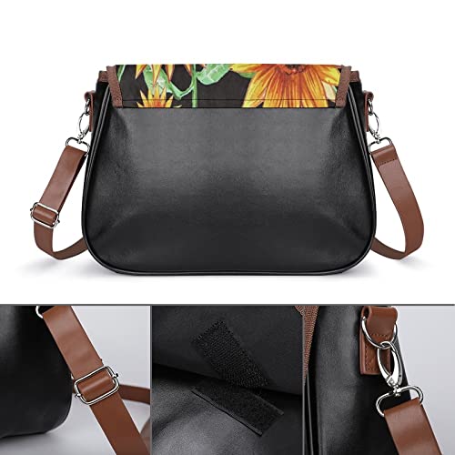 Impcokru Small Handbag Leather Bag,Flowers Sunflowers Flowers Sunflowers,Shoulder Bag Waterproof For Women Girls #TOP2