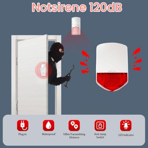 Wolf Guard LB-01A 110 dB Standalone-Sirene, Basis-Sicherheits-Alarmanlage für...