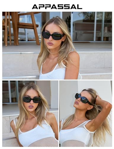 Retro Rectangle Sunglasses for Womens Trendy Wrap Sun Glasses Vintage Shades UV400 AP37343