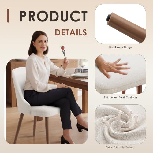 Image of MALOL Dining Room Chair Set of 6, Upholstered Kitchen Chairs with Wood Legs, High-Back Padded Dining Chairs for Dining Room /Restaurant /Cafe, Beige