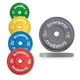 Strongway® Olympic Bumper Weight Plates Colour Coded (5KG 10KG 15KG 20KG 25KG) Discs for Barbell - 2 Inch (2') / 50mm Hole - Weight Lifting Workout Home Gym Fitness (2 X 5KG)