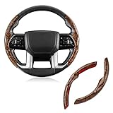 Epltion Steering Wheel Cover Wood Grain,Segmented Steering Wheel Accessories, 2 Sets Non Slip Steering Wheel Protector for Men Women,Universal Fit for 99% Car Wheel Cover Protector Brown