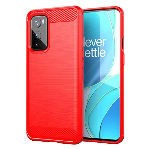Aikcks for Oneplus 9 Phone case,1+9Case Shockproof, Scratch Resistant Carbon Fiber Jacket, Soft TPU, for Oneplus 9 case (Red)