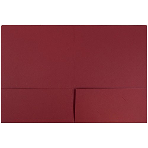 Jam Paper Premium Matte Cardstock Twin Pocket Folders - Dark Red - Bulk 100/Box #TOP1
