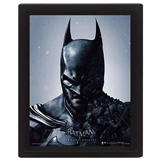 Batman Arkham Origins 10 x 20,32 cm de Batman con Marco con Tapa 3D Póster, Multi-Color