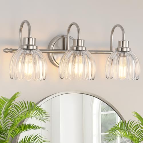 Bathroom Light Fixtures (3-Light, 20 Inch), Brushed Nickel Vanity Lights