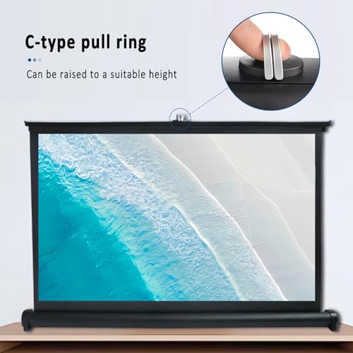 Pantalla portátil 4K 16:9 para proyector, pantalla manual enrollable 4:3, con bolsa de almacenamiento, pantalla HD enrollable sin agujeros para cine en casa, viajes y presentaciones de oficina miniatura 3