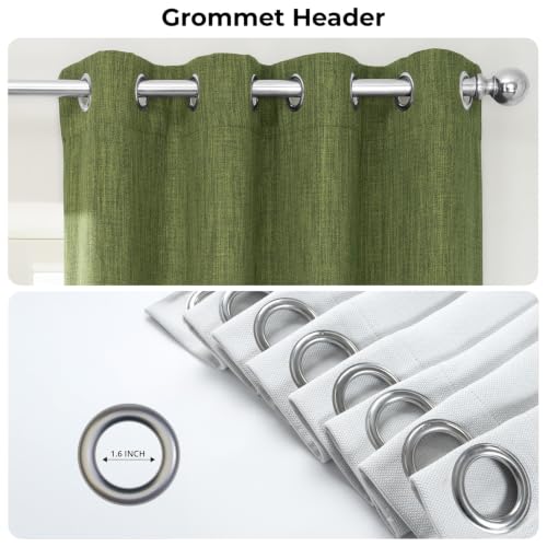 Image of HPD Half Price Drapes Grommet Linen Curtains 120 Inches Long Room Darkening Curtains for Bedroom & Living Room (1 Panel), 50W x 120L, Tuscany Green