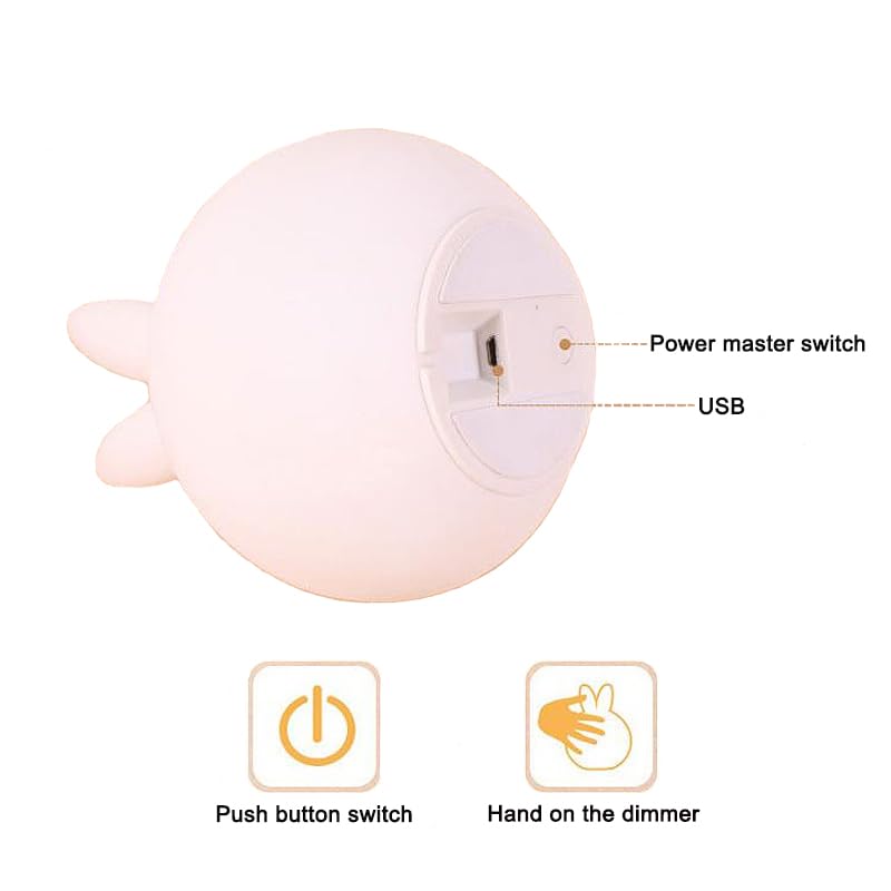 One94Store Silicone Rabbit Night Light | USB Rechargeable 7 Color-Changing LED Lamp with Touch Sensor Control | Kids Bedroom Décor & Gift for Baby,Multi - Image 8 thumbnail
