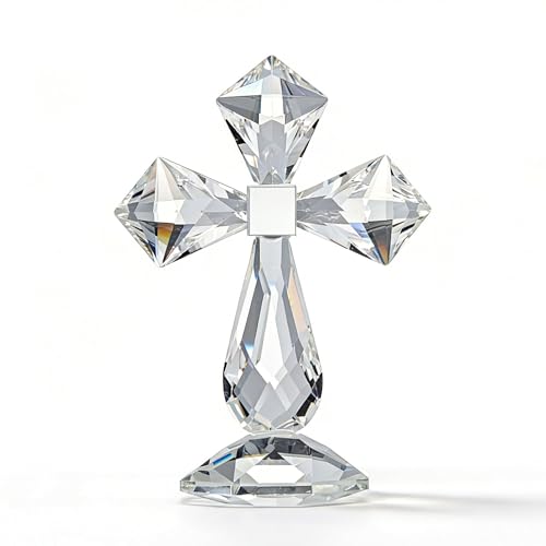 QFkris Clear Crystal Cross Standing Decor
