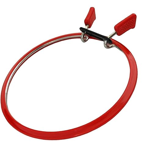 Image of Nurge Metal Embroidery Hoops - Premium Spring Tension Embroidery Hoop for Cross Stitch - Durable Ring with Quick Release Safety Clip - Ideal for Crafters,Beginners & Professionals - Red - Medium